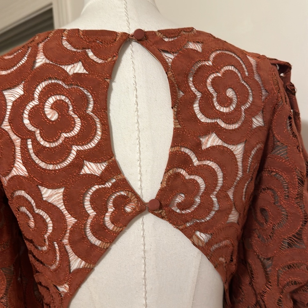 For Love & Lemons Rust Orange Lace Mini Dress - Picture 6 of 8